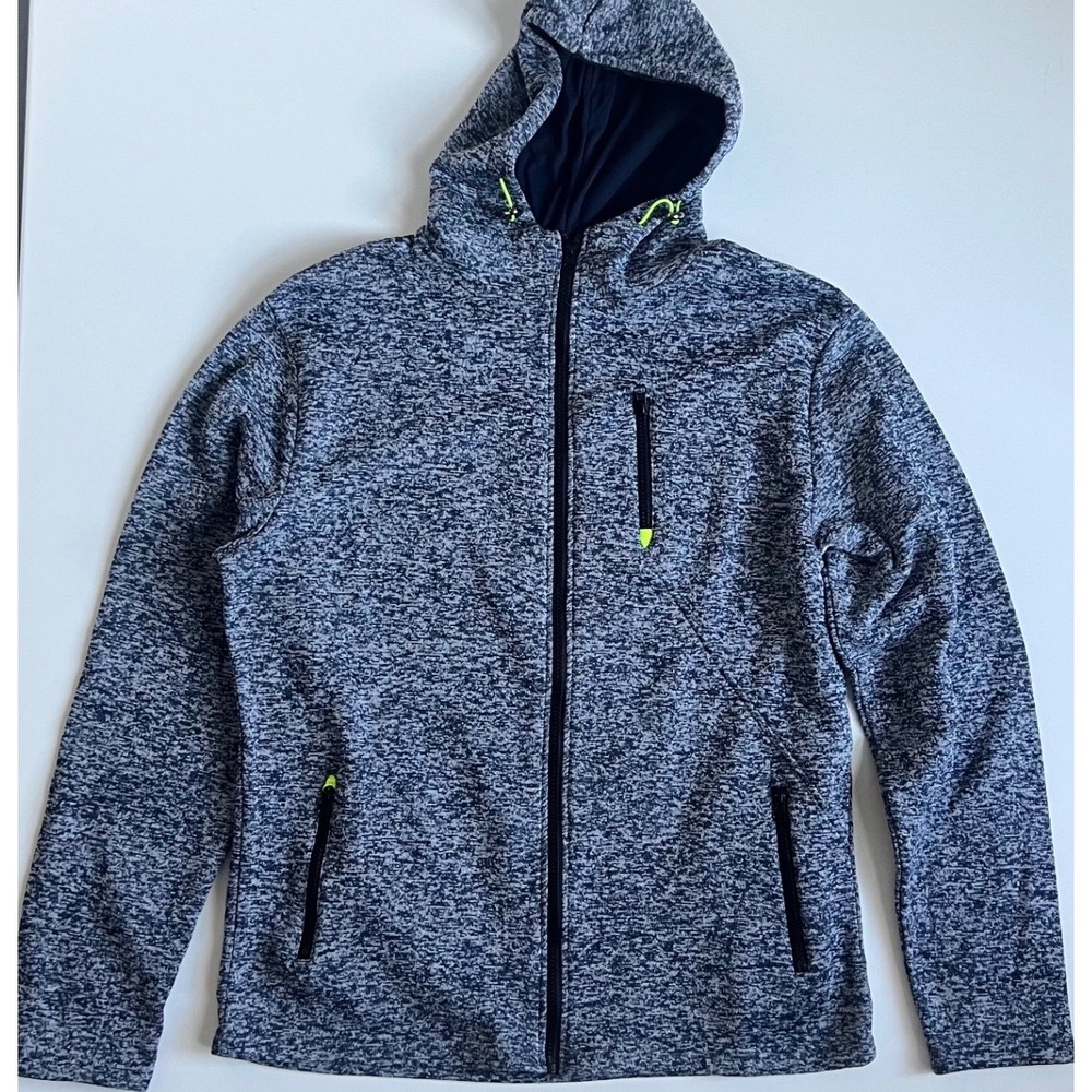 SIIMHWRSS Mens 3XL Full Zip Hoodie Space Dye Marled Blue White Hooded Jacket